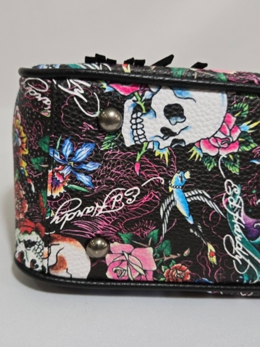 Ed Hardy NWT! Tattoo Print Fringed Shoulder Bag/Satchel - Picture 10 of 12